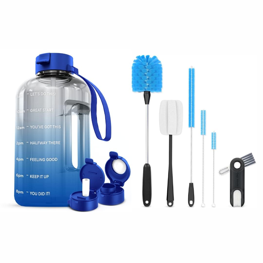 AQUAFIT Half Gallon Water Bottle & 6pc Brush Kit