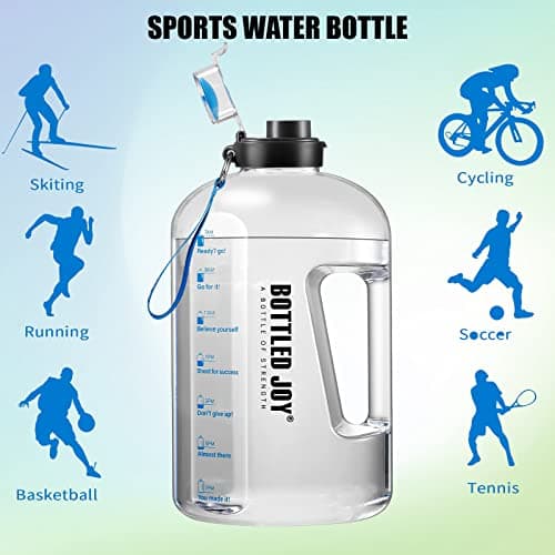 Dundun BPA-Free 1 Gallon Water Bottle with Time Markings for Sports and Camping