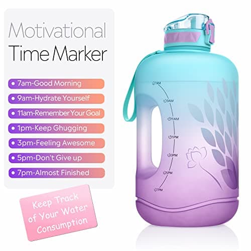 TOBA Leakproof 1 Gallon 128 oz Large Sports Water Bottle Petal BPA Free Pet Motivational