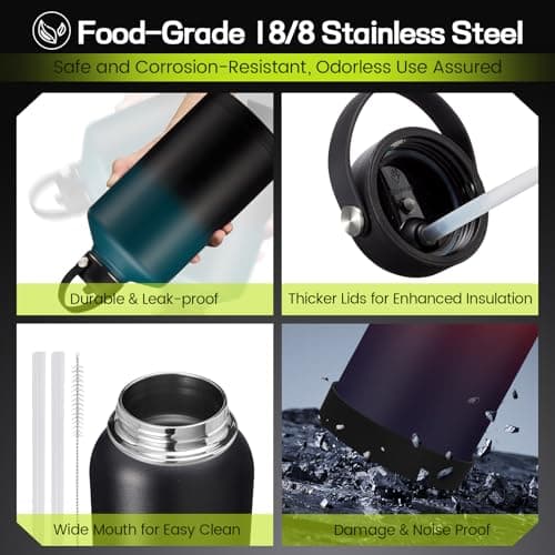 128 oz Insulated Stainless Steel Water Bottle, Keep Cold 48H, Leak-Proof Lid & Paracord Handle