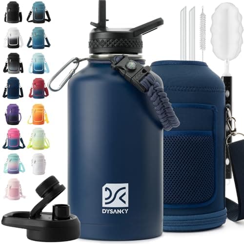 Thick Stainless Steel Insulated Water Bottle, BPA-Free, 64 oz | Gym & Hiking — Navy Blue