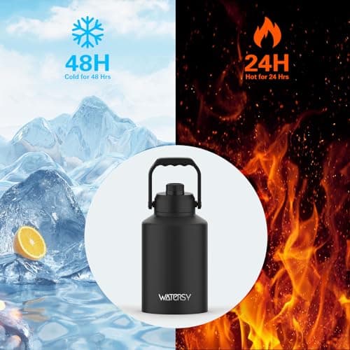 1 Gallon Insulated Water Bottle for Gym and Hiking, BPA Free & Leak Proof, 128oz Stainless Steel Jug