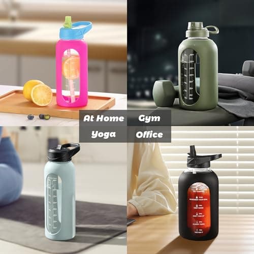 CIVAGO 64 oz Motivational Water Bottle with Straw, Black