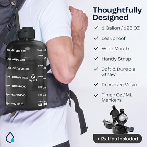 AQUAFIT 2-Pack 1 Gallon Water Bottles with Straw - BPA Free Gym Jug