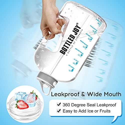 Jimacро 1 Gallon Water Bottle with Straw and Handle BPA-Free, Time Markings Tracker