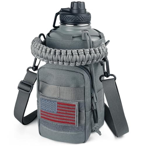 Half Gallon Insulated Water Bottle with Sleeve for Men's Sports Hiking — Grey Bottle with Glacier Grey Sleeve