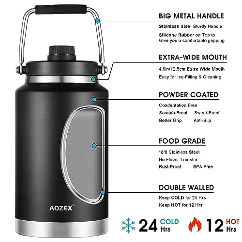 128 oz Insulated Stainless Steel Water Bottle for Camping