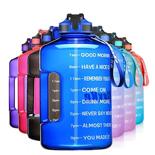 128oz BPA Free Sports Water Bottle with Time Marker, Black
