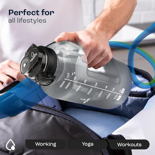 128 oz Water Bottle with Time Marker, BPA Free 1 Gallon Water Bottle for Gym - Gray