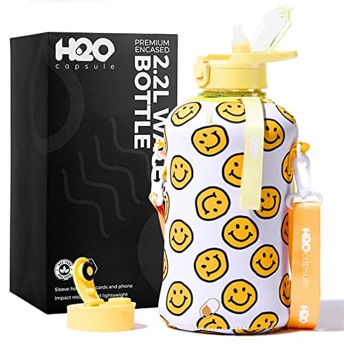 H2O Capsule 2.2L BPA Free Water Bottle with Handle & Straw Lid - Large Reusable Jug — Happy Day