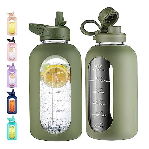 CIVAGO 64 oz Motivational Water Bottle with Straw, Black — .Army Green