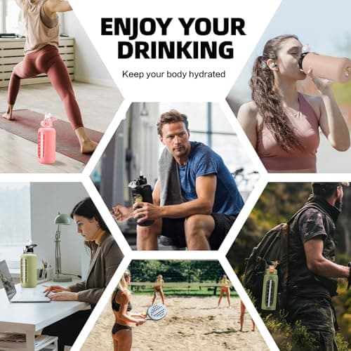 Large 64 oz Motivational Water Bottle with Straw & Time Marker