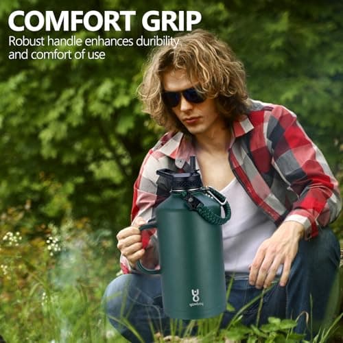 128 oz Insulated Water Bottle with Straw & Handle, Perfect for Hiking, Sports & Camping