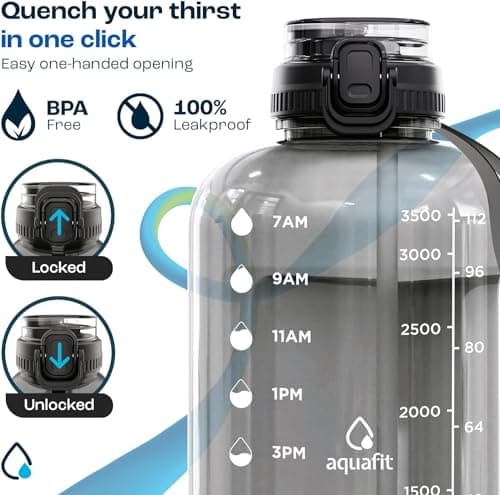 AQUAFIT 2 Pack - 1 Gallon & 64 oz Half Gallon Water Bottles