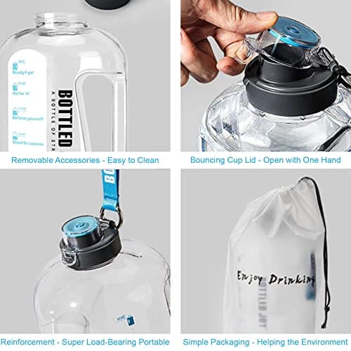 Dundun BPA-Free 1 Gallon Water Bottle with Time Markings for Sports and Camping
