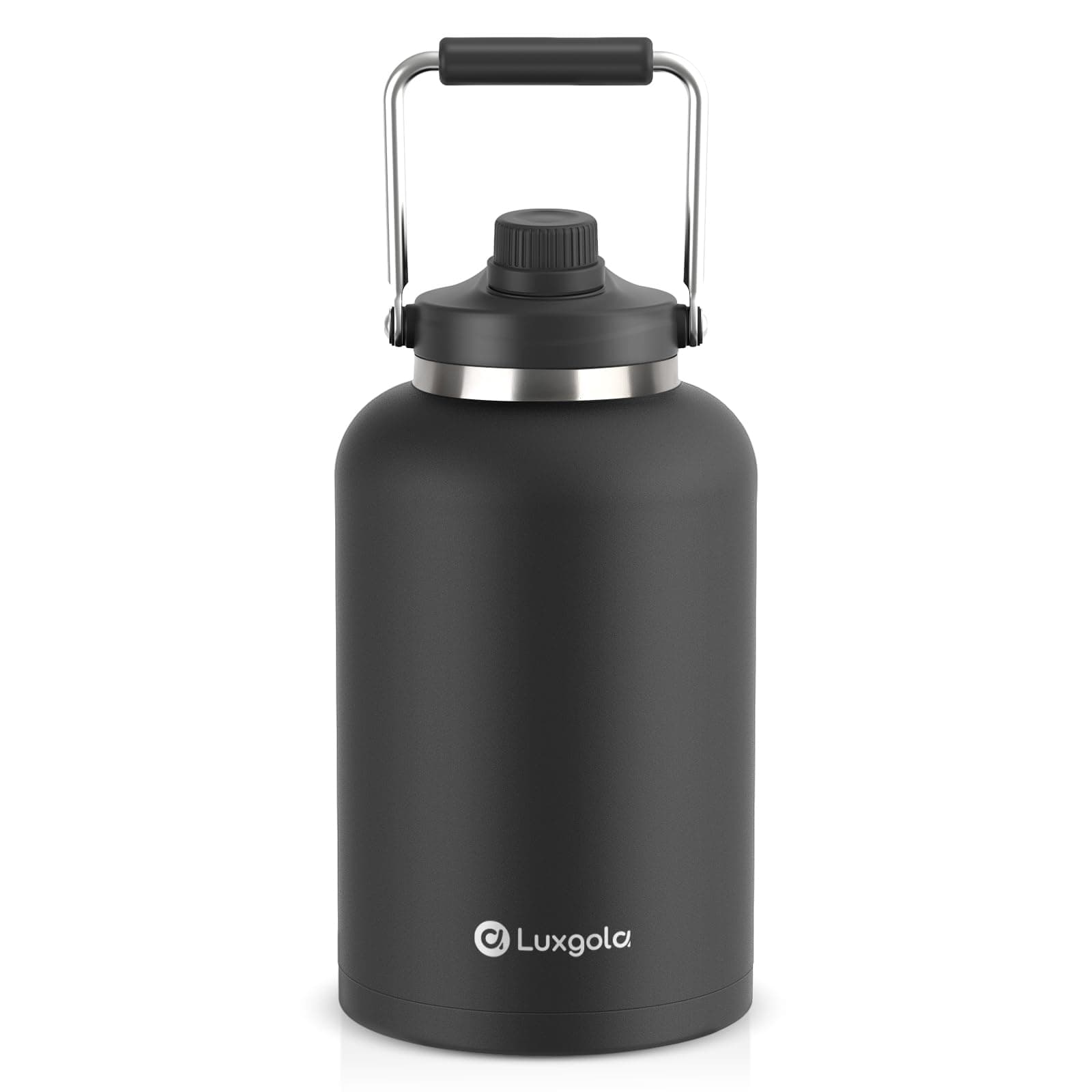 128 oz Insulated Stainless Steel Water Bottle - Sweat Proof, Great for Travel, Hiking & Camping - Black