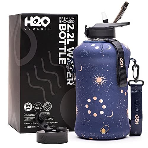 H2O Capsule 2.2L BPA Free Water Bottle with Handle & Straw Lid - Large Reusable Jug — Zodiac Signs