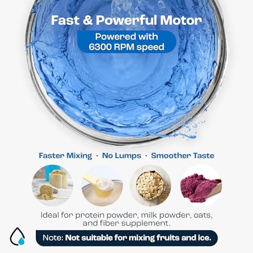 Rechargeable Electric Protein Shaker Bottle - 24oz Blender for Protein Mixes (Blue)