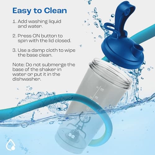 Rechargeable Electric Protein Shaker Bottle - 24oz Blender for Protein Mixes (Blue)