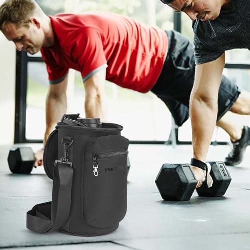 Linkidea 1 Gallon Neoprene Water Bottle Carrier with PhonePocket | Black