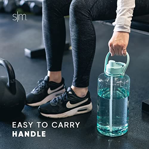 Summit Collection 1 Gallon Tropical Seas Tritan Water Bottle with Motivational Markers & Silicone Straw Lid