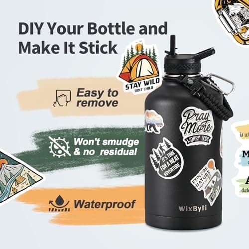 One Gallon Insulated Triple Wall Vacuum Cold Water Bottle for 48 Hrs & Leak-proof & Non-BPA
| 128oz Large Triple Wall Insulated Stainless Steel Water Jug with Paracord Handle Straw Spout & Stickers
| One Gallon Cold Insulated Water Bottle with Non-B