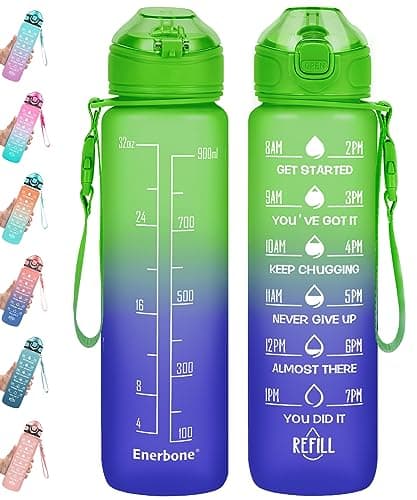 Enerbone 32 oz Motivational Drinking Water Bottle with Straw & Timer, Fitness Gym Outdoor — Giant
