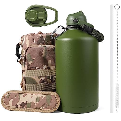 1 Gallon Insulated Water Bottle with Straw, Hot & Cold, Travel, Hiking & Camping