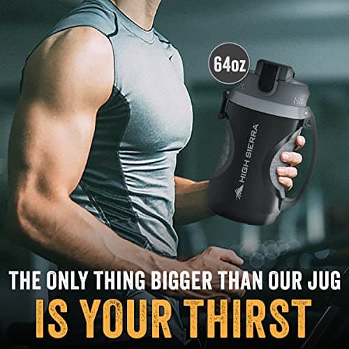 High Sierra BPA Free 64 OZ Insulated Water Jug, Silicone Spout, Keeps Cold for Hours, Black