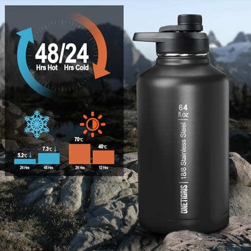OneTigris 64 oz Insulated Stainless Steel Water Bottle with Straw & Paracord Handle