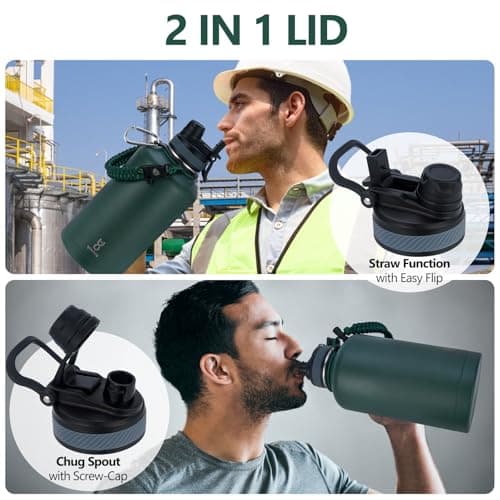 64 oz Insulated Water Bottle with Straw Lid & Handle, Perfect for Hiking & Sports