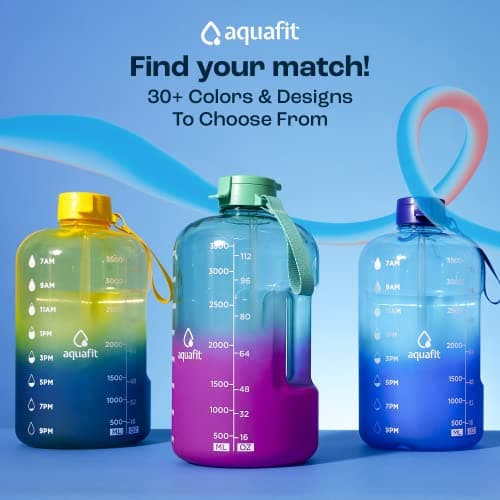 AQUAFIT 2 Pack - 1 Gallon & 64 oz Half Gallon Water Bottles