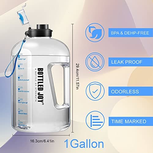 Dundun BPA-Free 1 Gallon Water Bottle with Time Markings for Sports and Camping