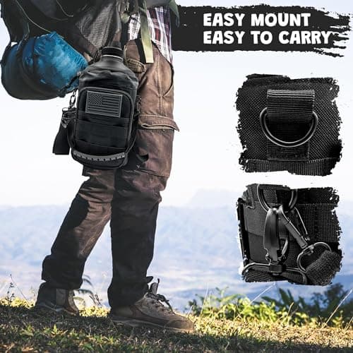 1 Gallon Insulated Stainless Steel Water Bottle - Carrying Bag - Keep Cold & Hot - Black Tactical Flask