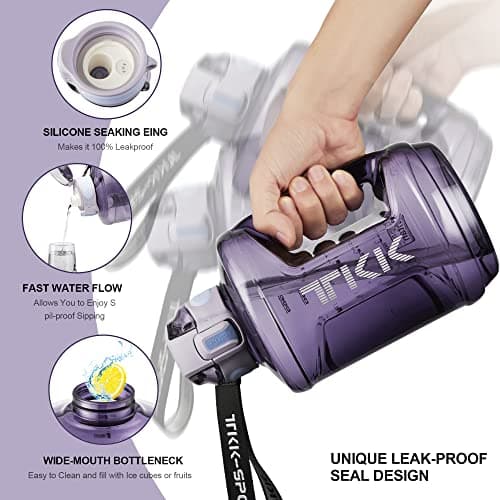 TKK 64oz BPA Free Water Bottle with Straw & Handle for Daily & Gym Use