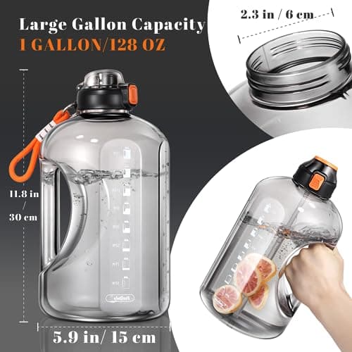 128 oz BPA Free Leak Proof Water Bottle with Straw for Fitness Gym Camping