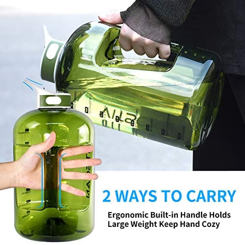 Motivational Green 1 Gallon Time Marker Water Bottle, 128 Oz Sports Jug