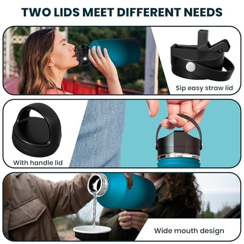 Large Insulated 1 Gallon Stainless Steel Water Bottle (Black)
