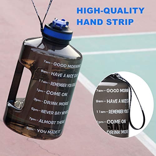 1 Gallon BPA Free Sports Water Bottle with Time Marker, Fitness Enthusiasts, Outdoor Activities, Leak Proof, 128oz, Black, Plastic