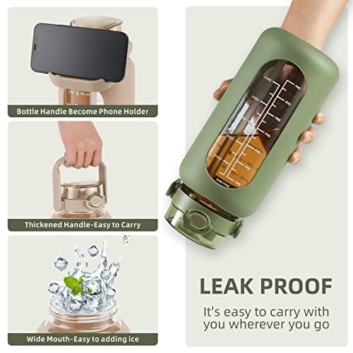 Sierozur 2.2 Liter Wide Mouth Water Bottle with Straw and Lid