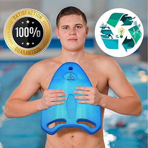 Ergo Kickboard for Kids - Reduces Shoulder Strain, Moves Easily Through Water - Blue
