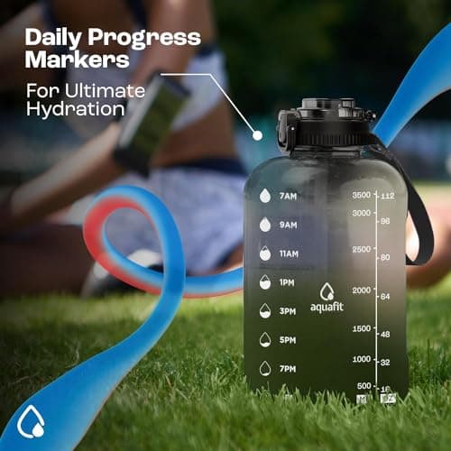 AQUAFIT 2-Pack: Half Gallon & Gallon Water Bottles with Time Markers