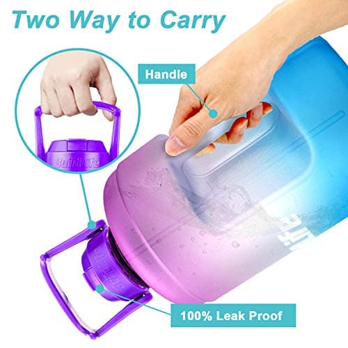 1 Gallon Water Bottle with Straw and Time Marker - Leak-Proof BPA Free Reusable Large Capacity Water Jug