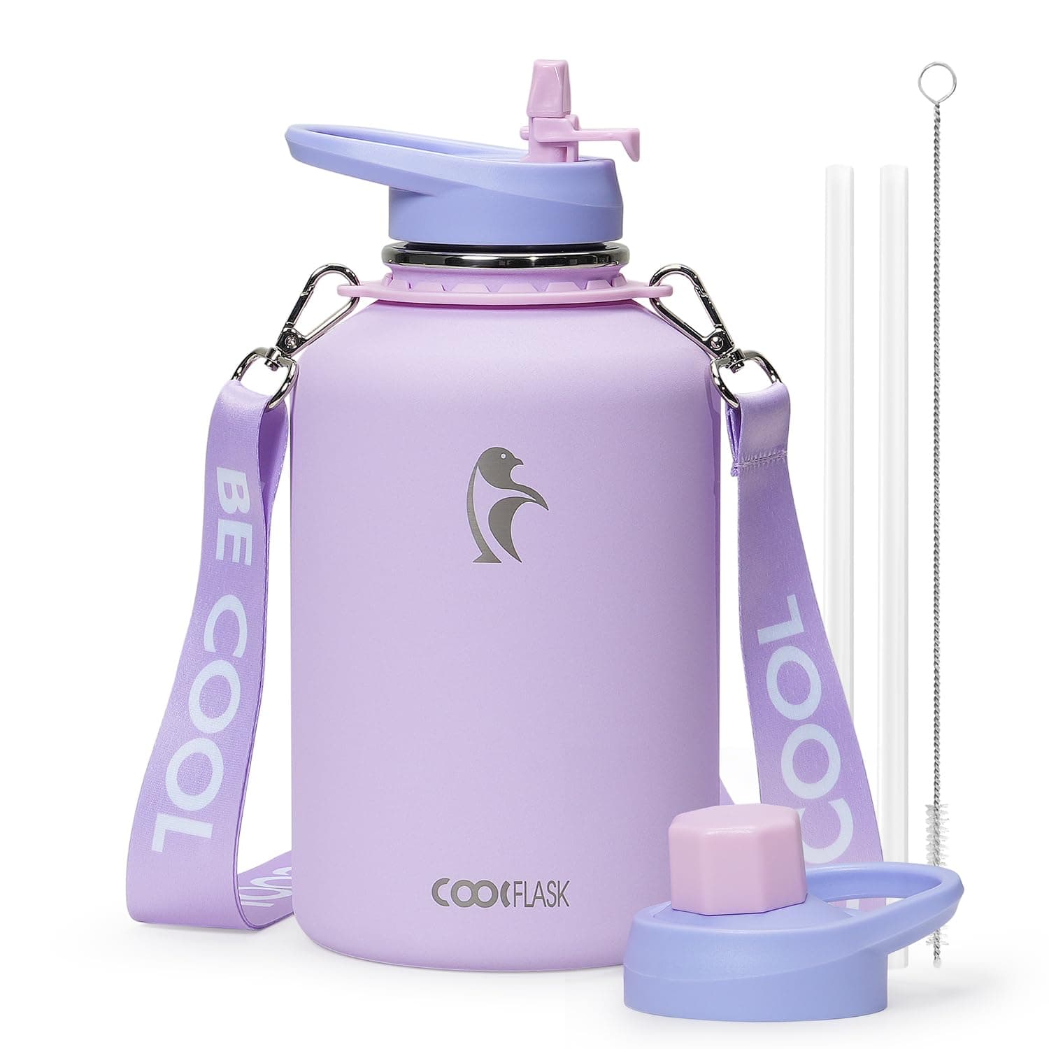Coolflask 64oz Insulated Stainless Steel Water Bottle, Keep Cold 48h Hot 24h, Leak Proof