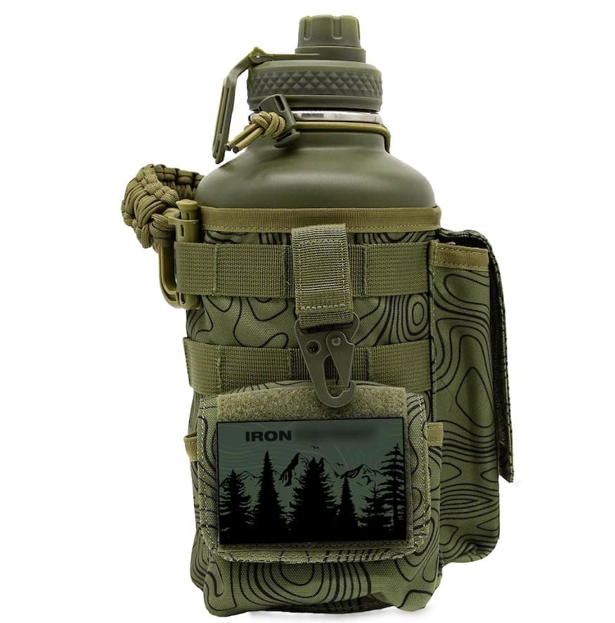 Iron Infidel Battle Bottle - 64 oz Insulated Stainless Steel Water Bottle (OCP Camo) — 64oz - Overland Green
