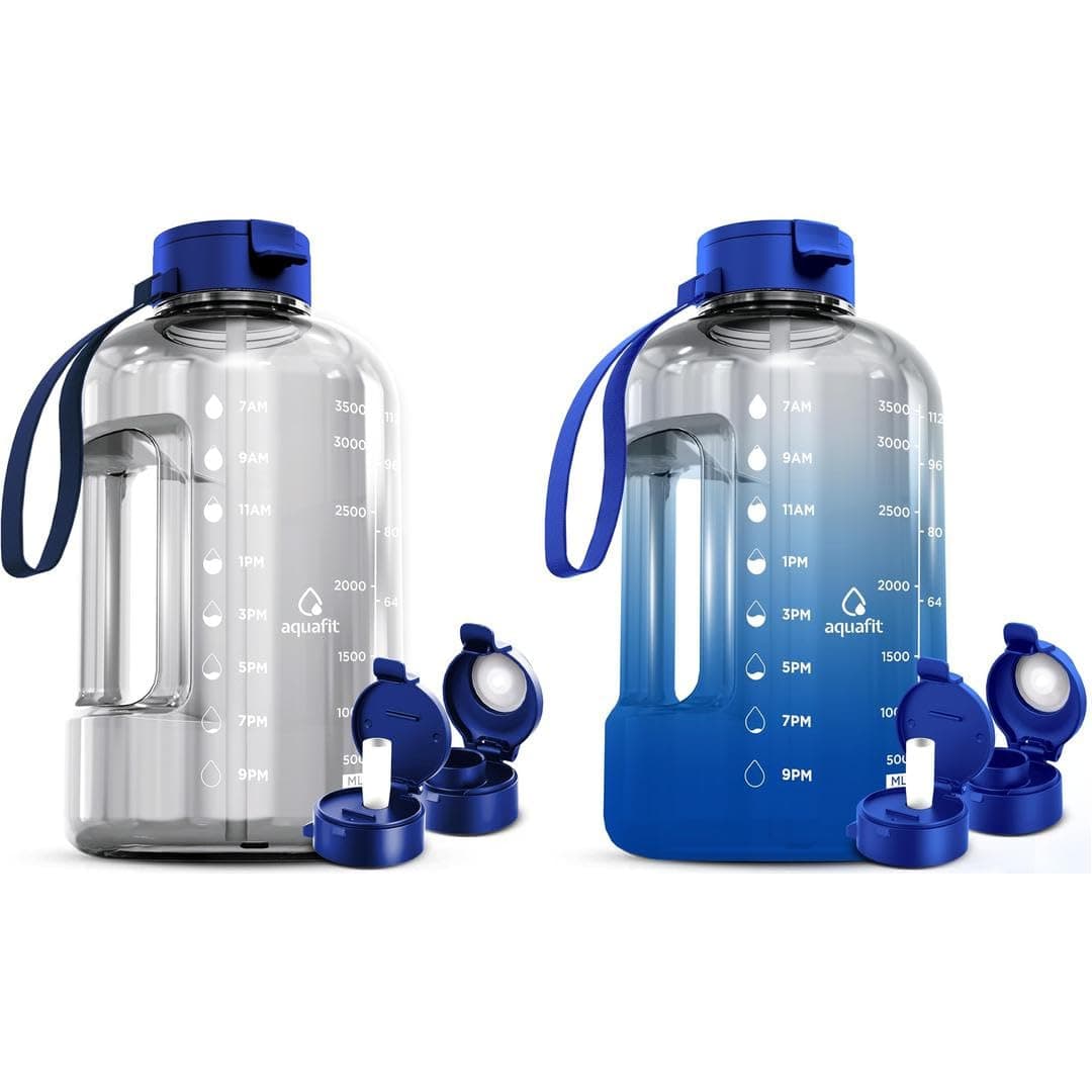 AQUAFIT 2 Pack 2 x 1 Gallon BPA Free Water Bottle with Straw
