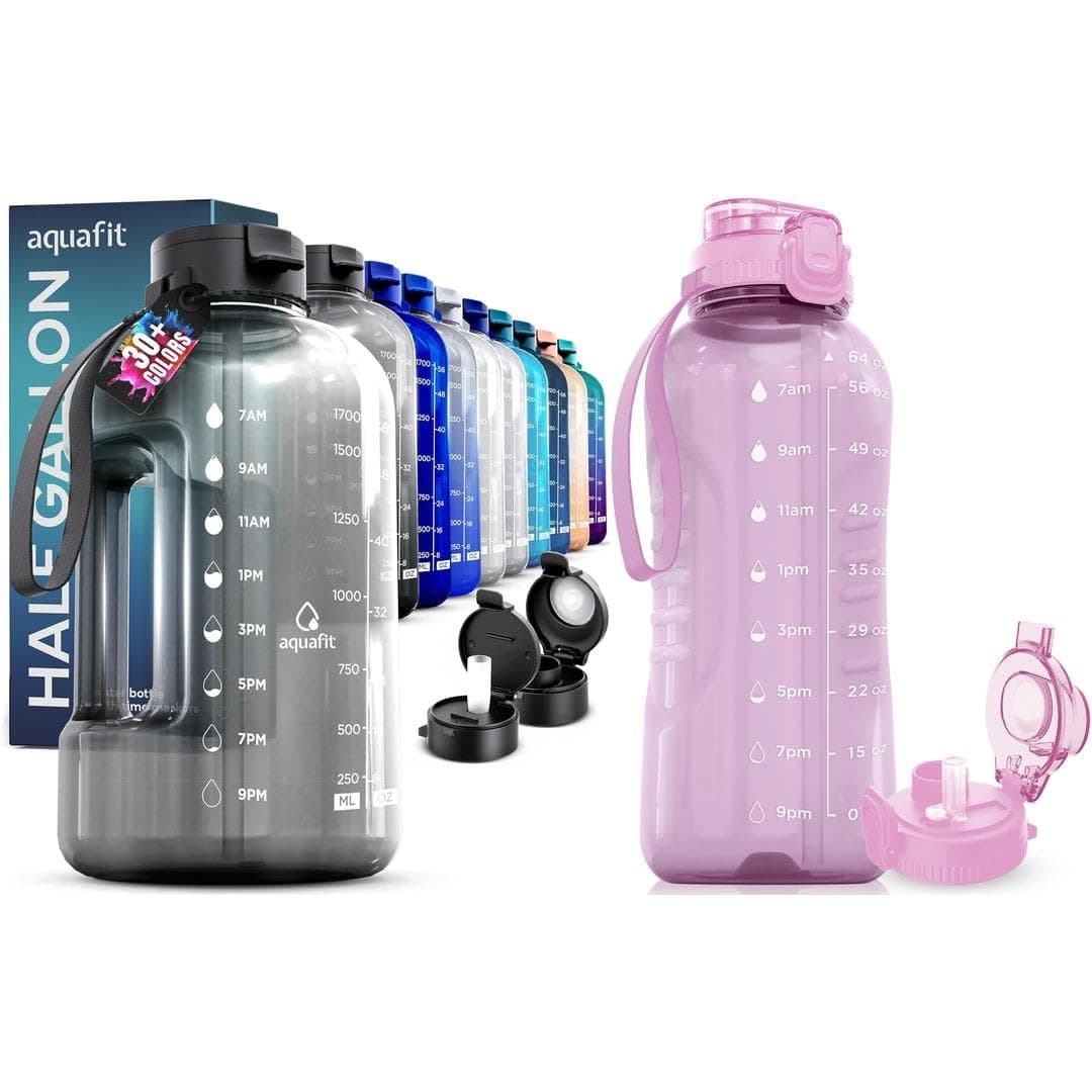 AQUAFIT 2-Pack 64 oz Water Bottles with Time Markers