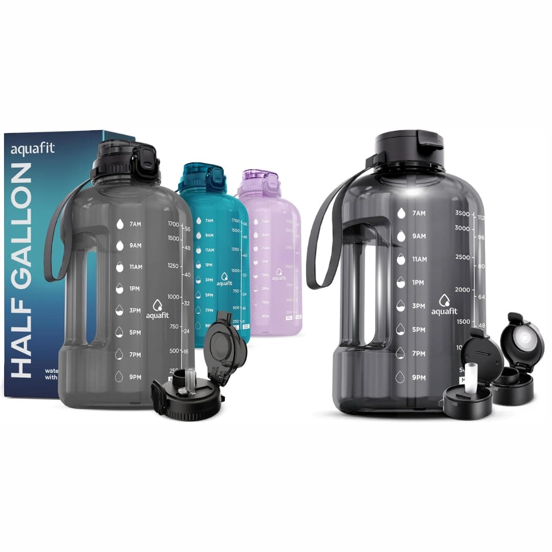 AQUAFIT 2 Pack - 1 Gallon & 64 oz BPA Free Water Bottles