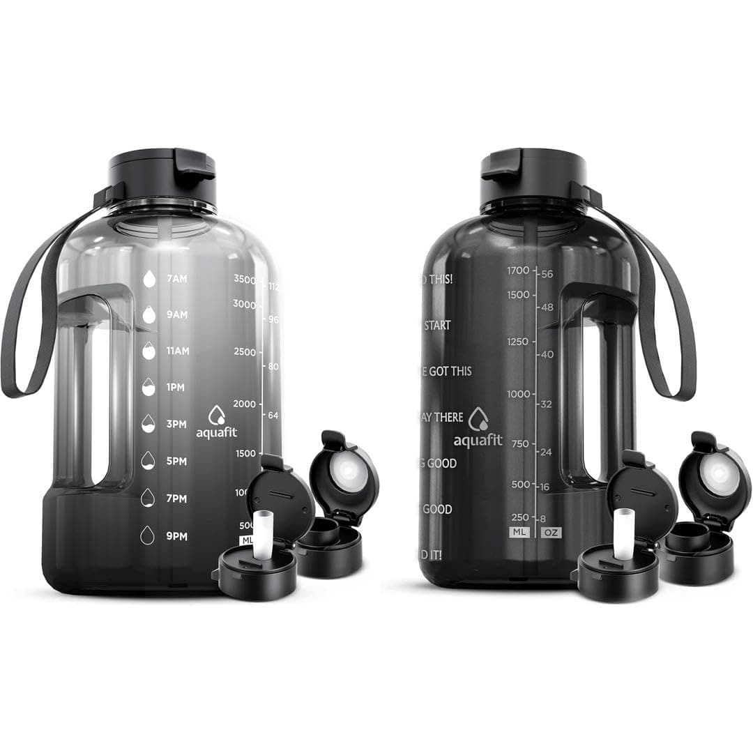AQUAFIT 2-Pack 1 Gallon & 64 oz BPA Free Water Bottles with Straw