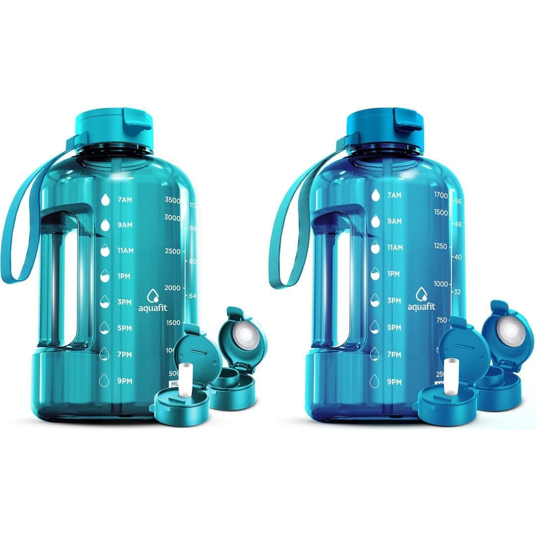 AQUAFIT 2-Pack - 1 Gallon & 64 oz Half Gallon BPA Free Water Bottles